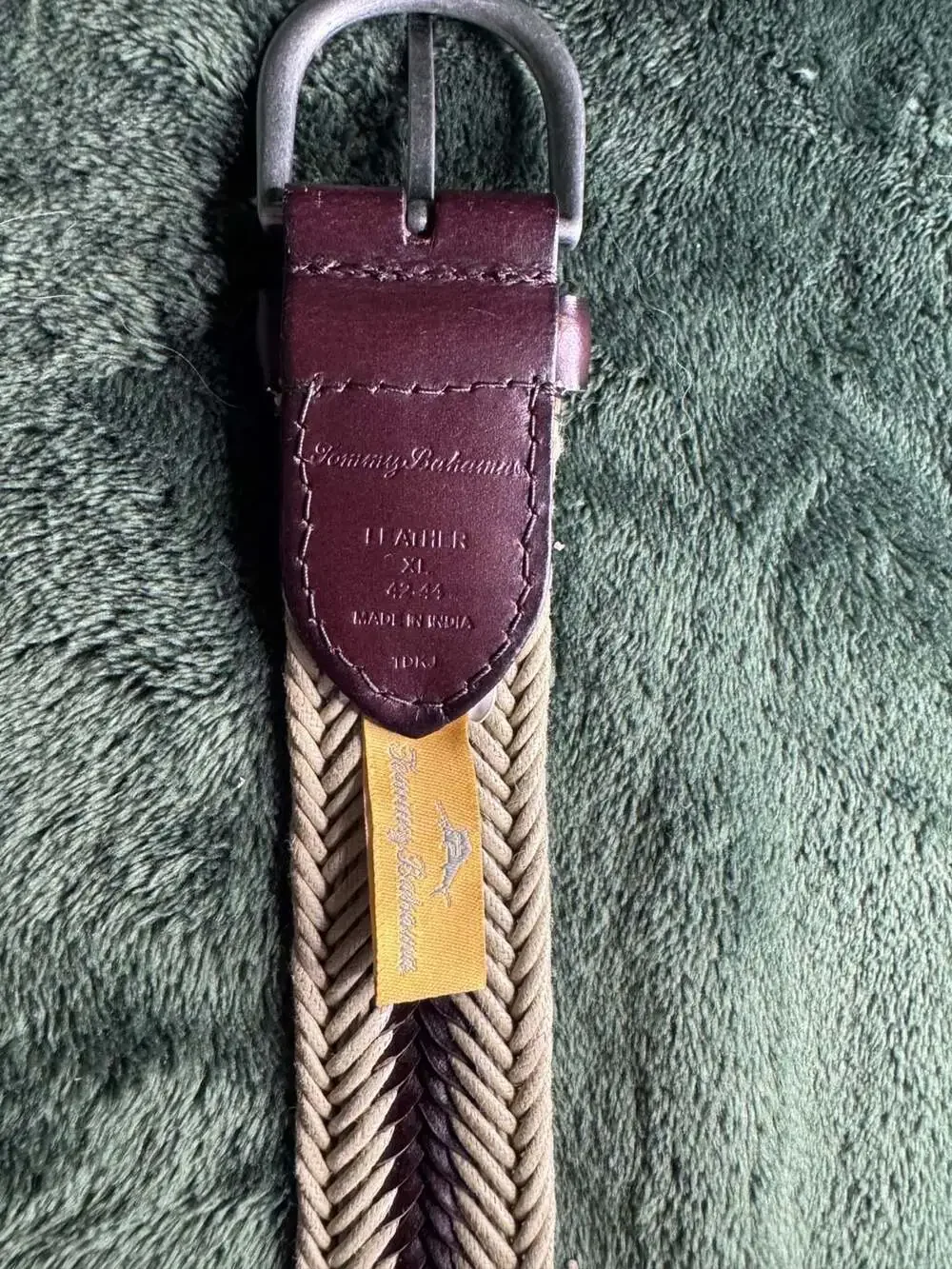 Tommy Bahama Braided Stretch Elastic and Leather Belt Size XL